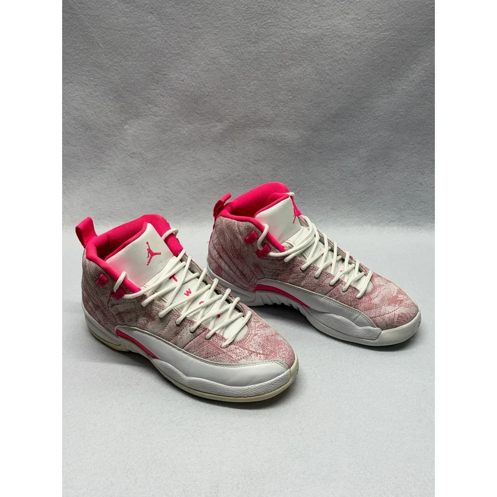 Air Jordan 12 Retro GS Digital Pink White Sneakers 510815-101 Mens 7Y Womens 8.5